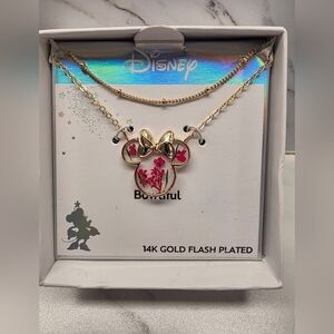 Disney Gold and Pink Minnie Mouse Necklace